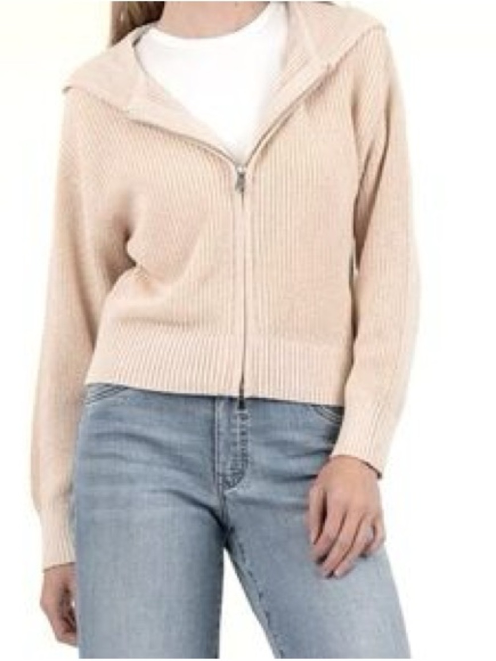 NWT KUT from the Kloth Phoebe Hooded Zip Front Cardigan size XL Beige